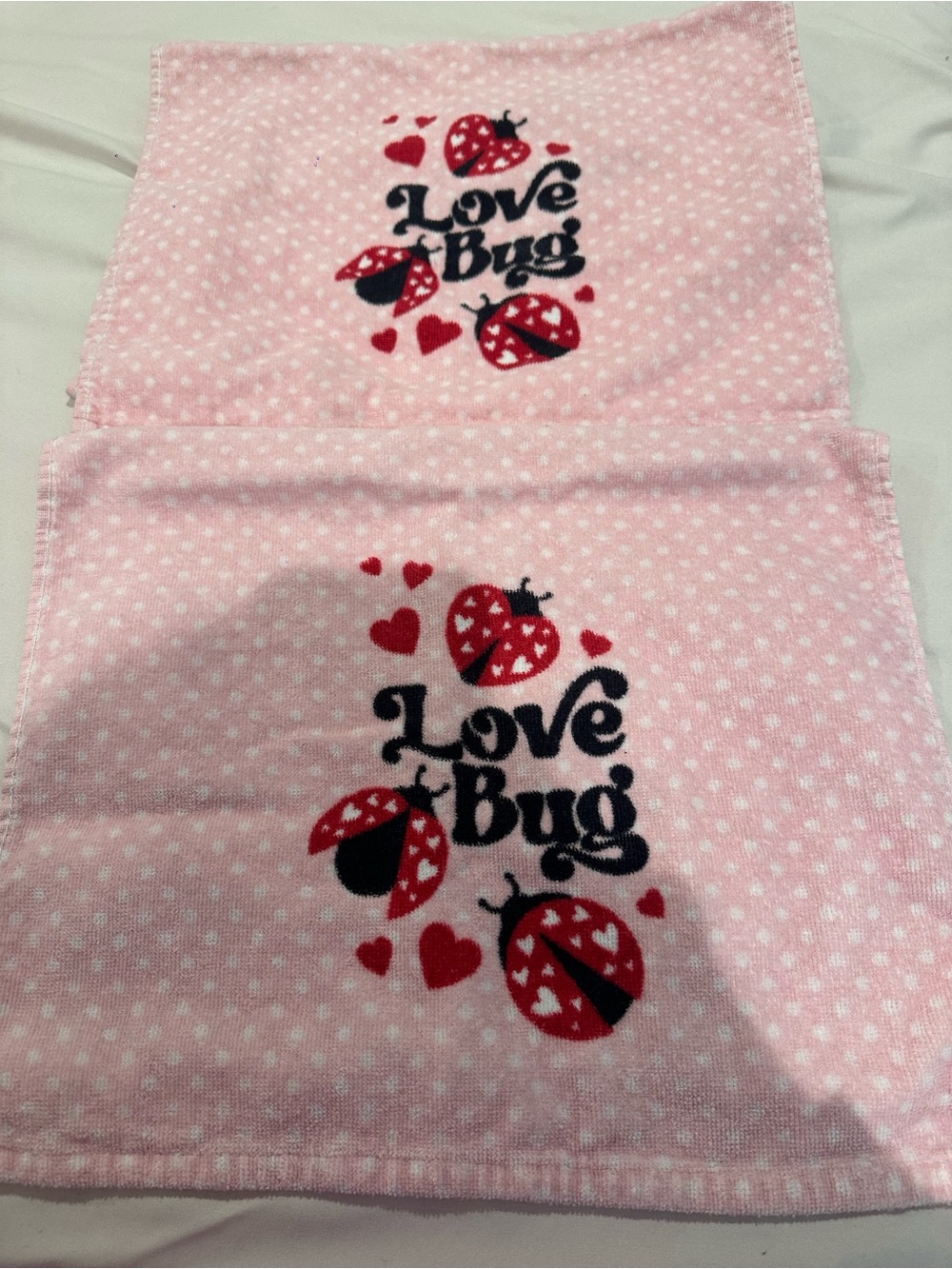 Pink 'Love Bug' Hand Towels